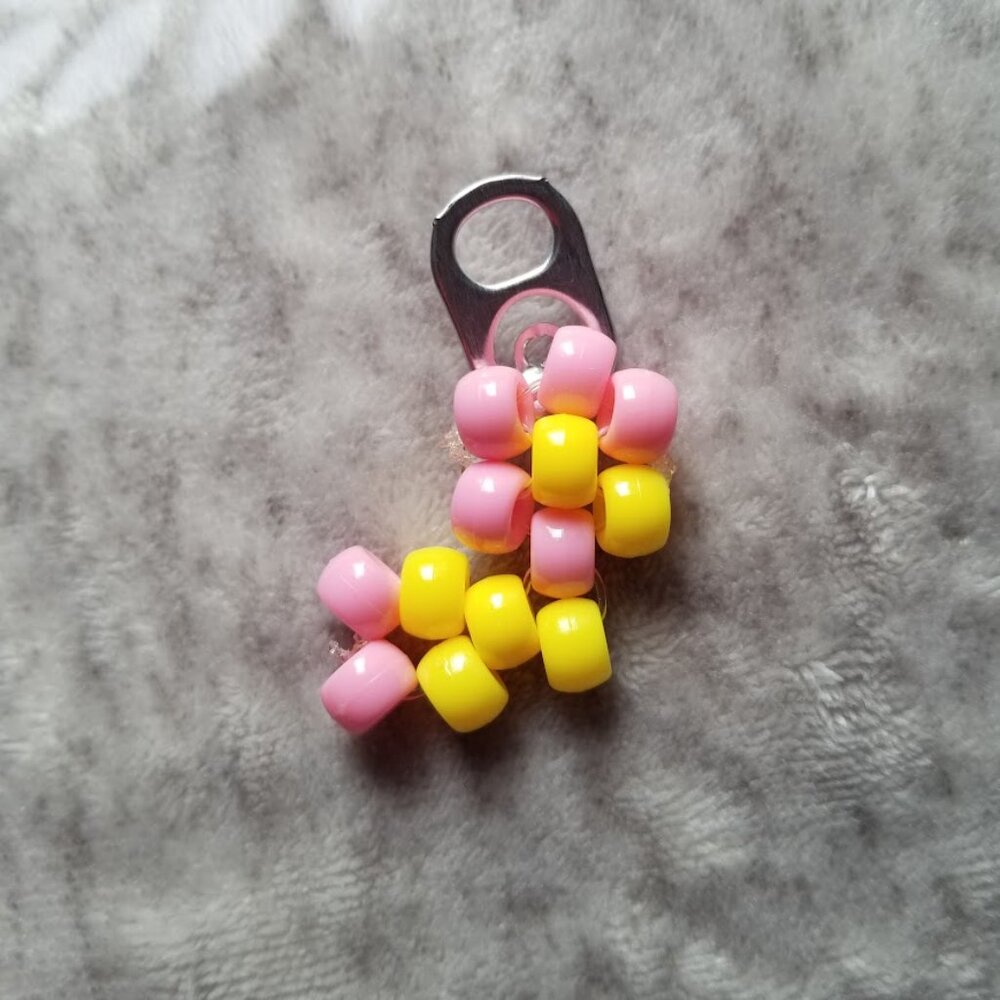 My Little Pony Kandi Charm Keychain Fluttershy Yellow Pink Beads Handmade